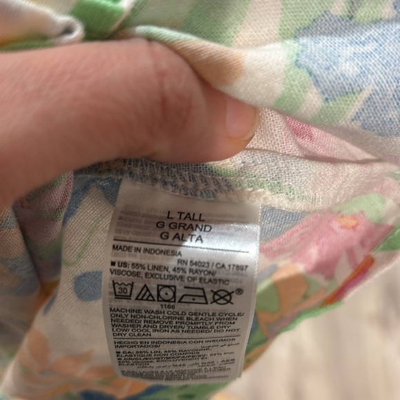 Old Navy Floral Multicolor  fit and flare linen  Sleeveless Dress large - Picture 7 of 8